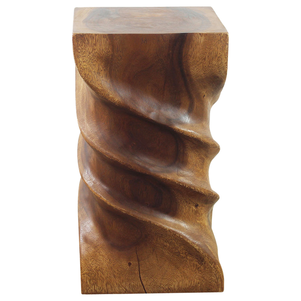 Haussmann® Wood Triple Twist stool-stand 12 in SQ x 22 in H Walnut Oil