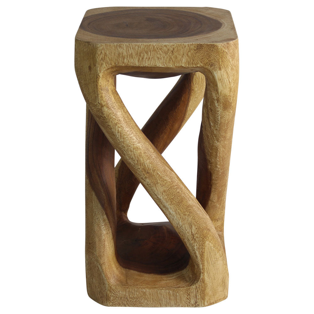 Haussmann® Wood Vine Twist Stool Accent Table 12 in x 22 in H Oak Oil