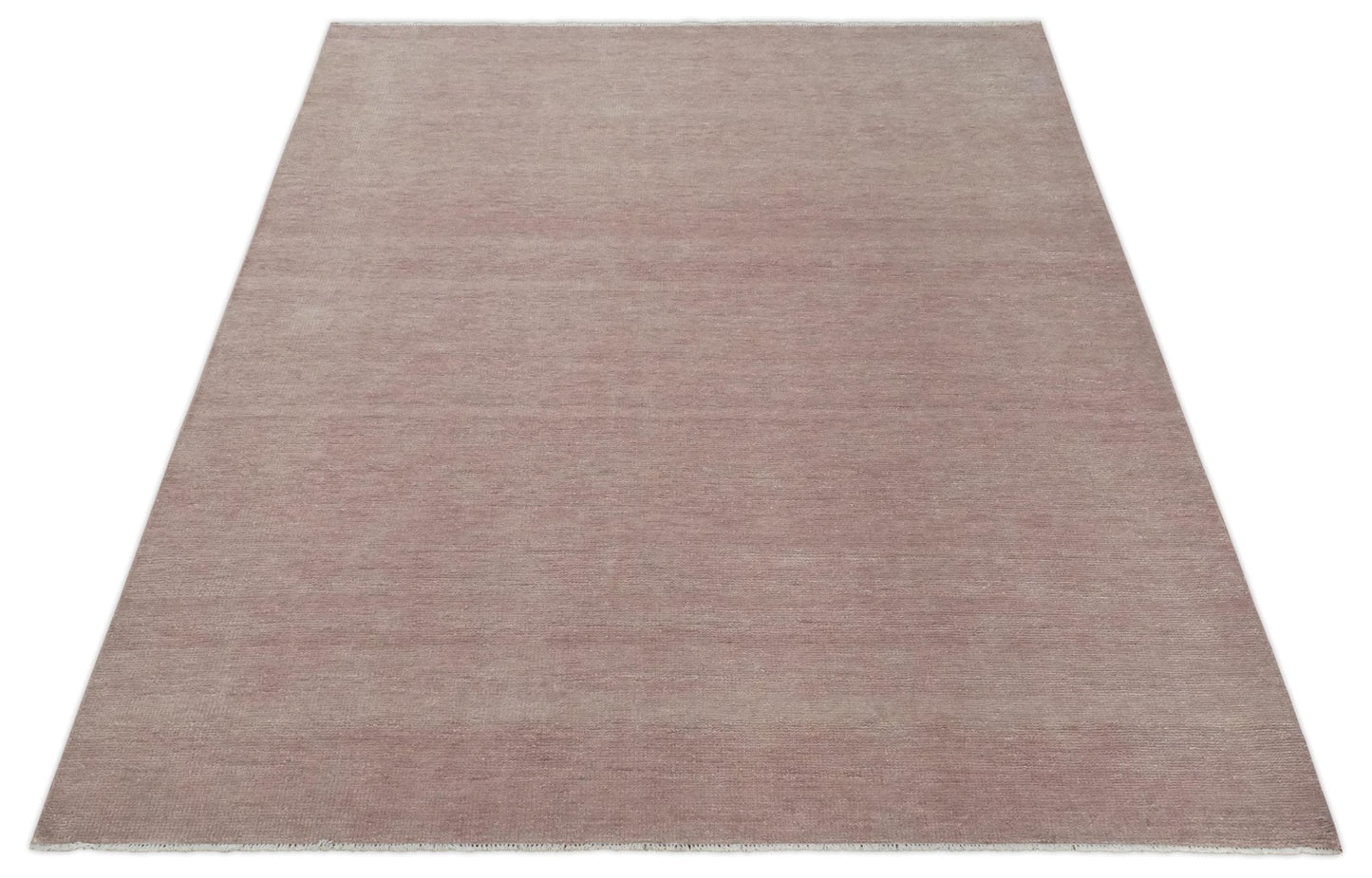 Contemporary Custom Made Modern Solid Peach Hand knotted Wool Area Rug