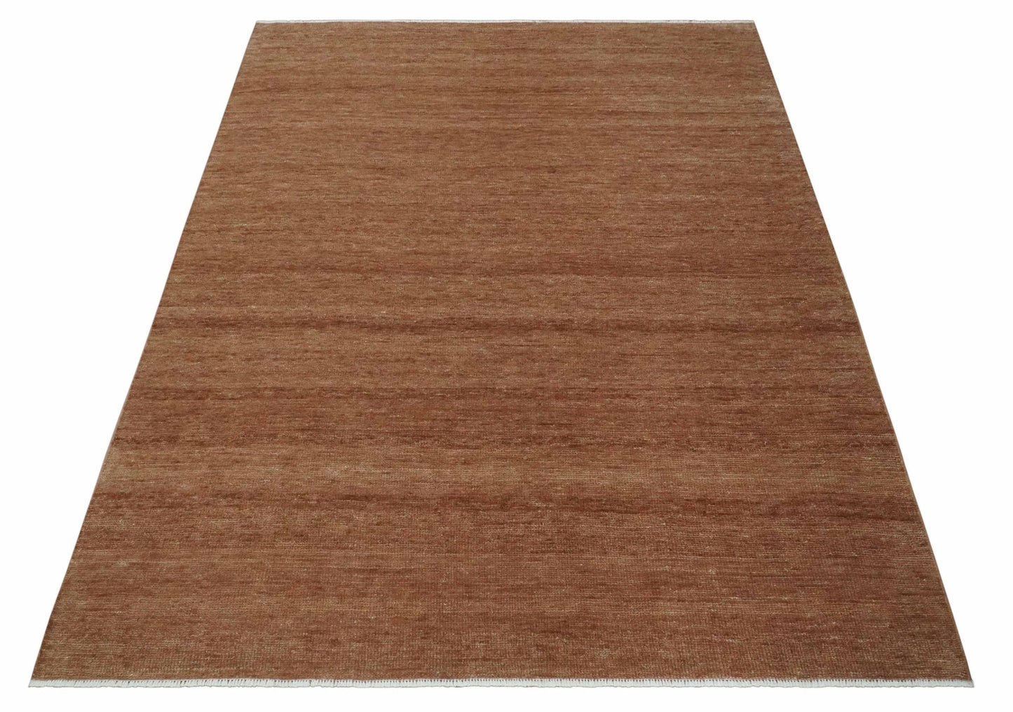 Contemporary Solid Brick Red Hand knotted Custom Made wool Area Rug