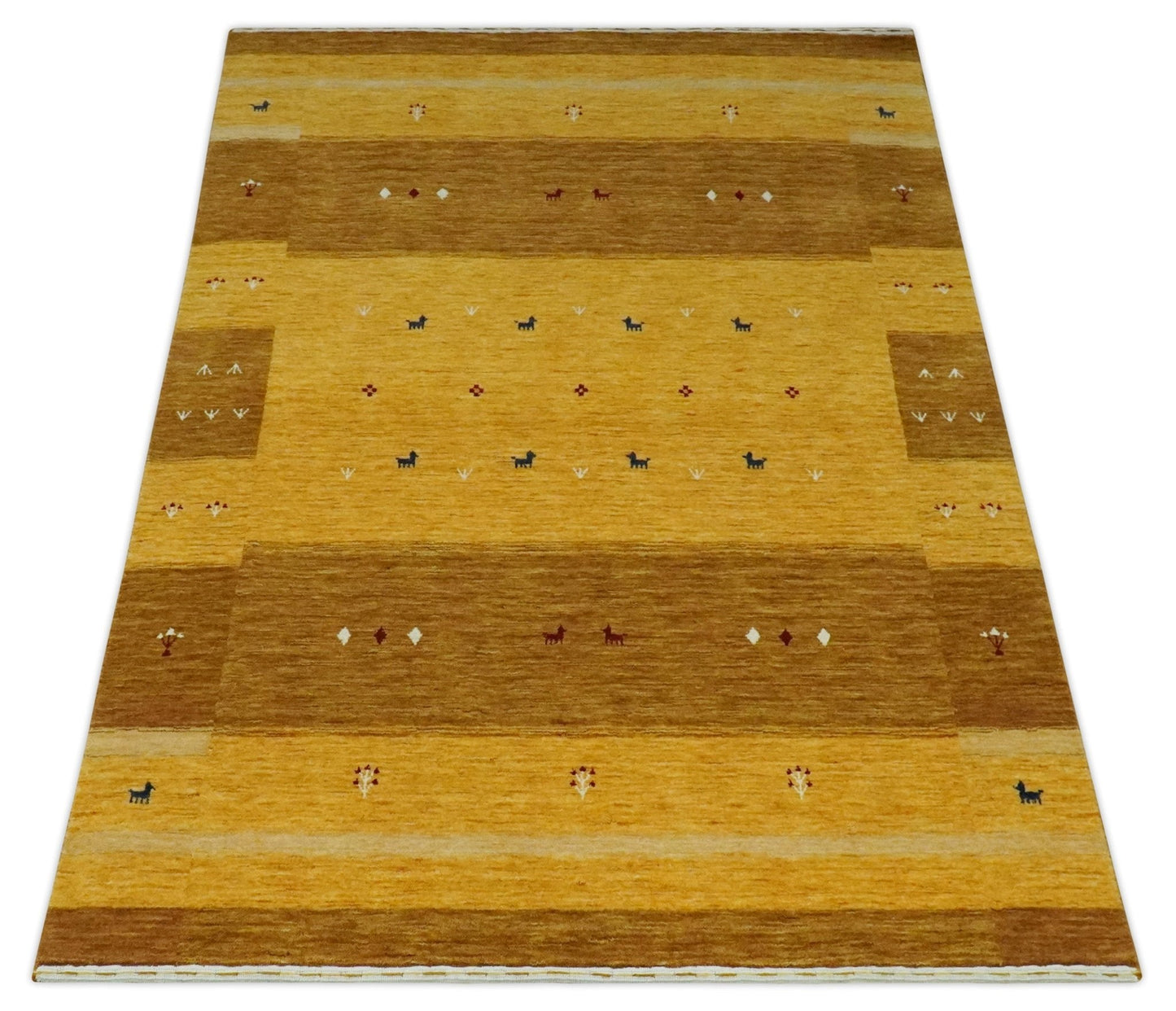 Custom Made Gold Tribal Gabbeh wool Area Rug