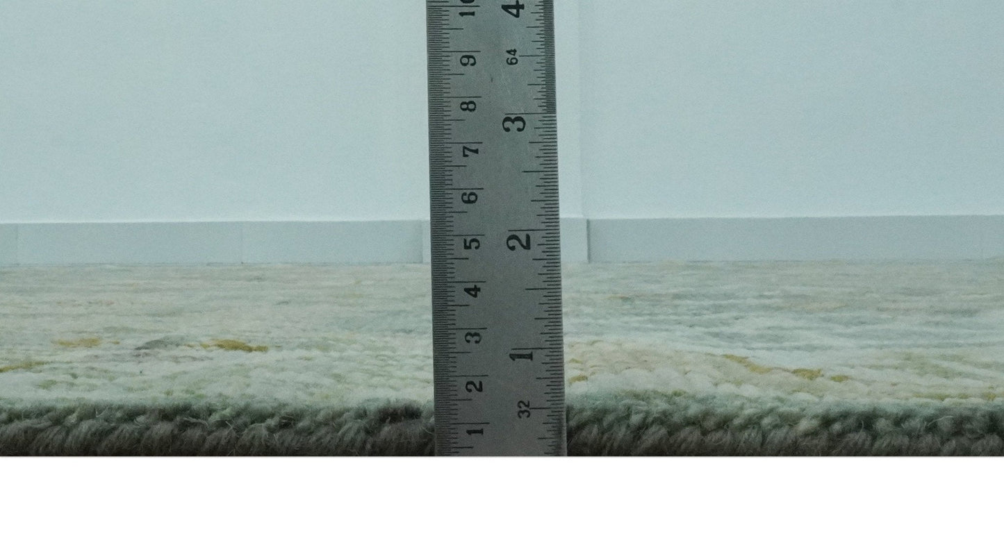 Custom Made Gray, Silver and Green Hand Knotted Traditional Large Design wool area rug