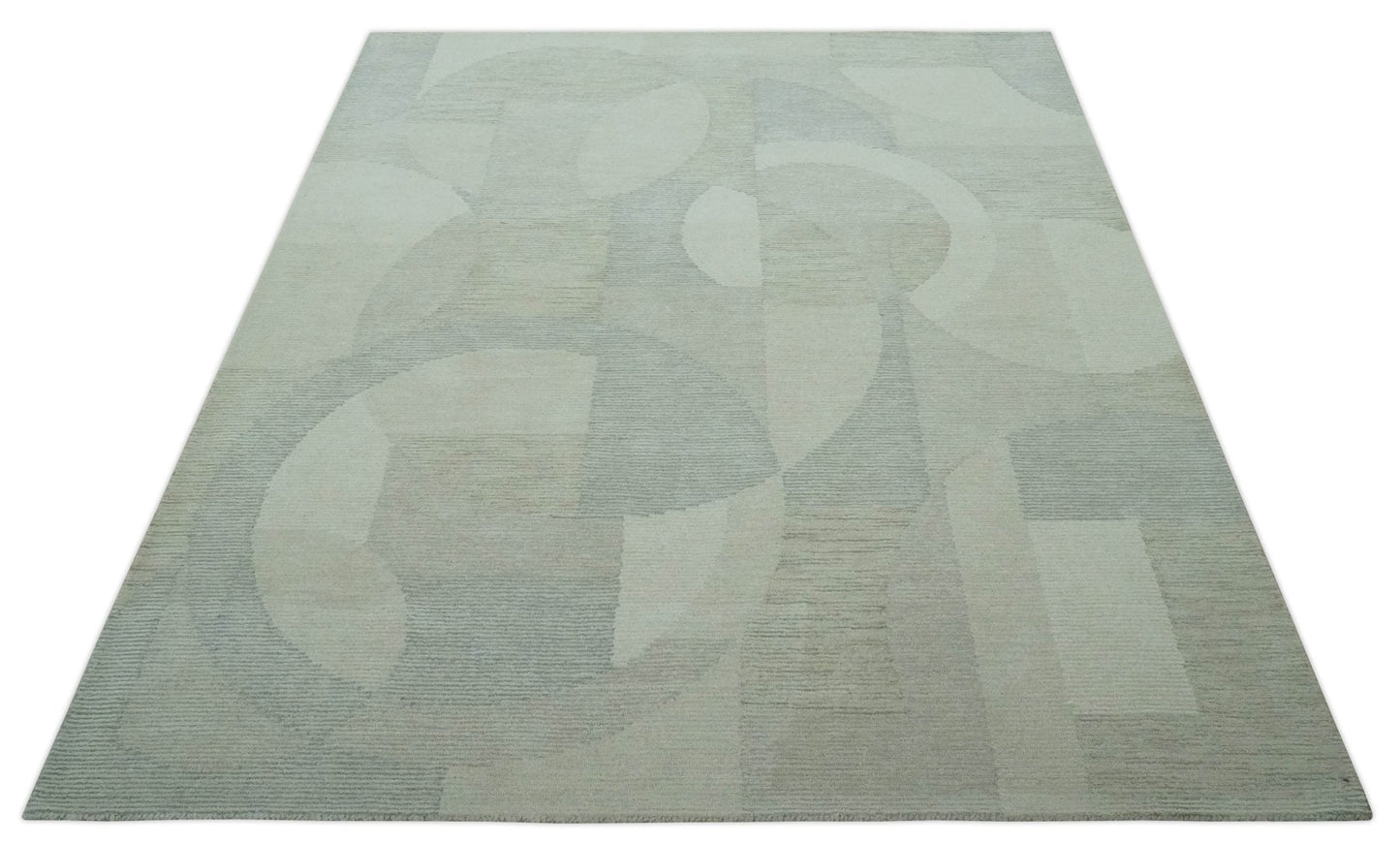 Custom Made Ivory, Gray and Beige Modern Contemporary Hand Tufted wool rug