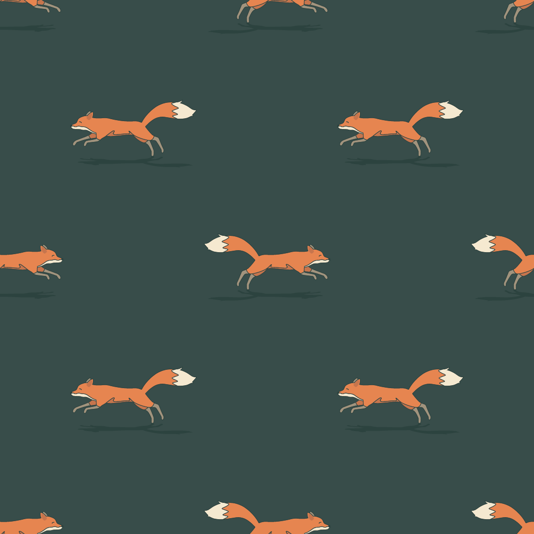 Dark Green Foxes Wallpaper