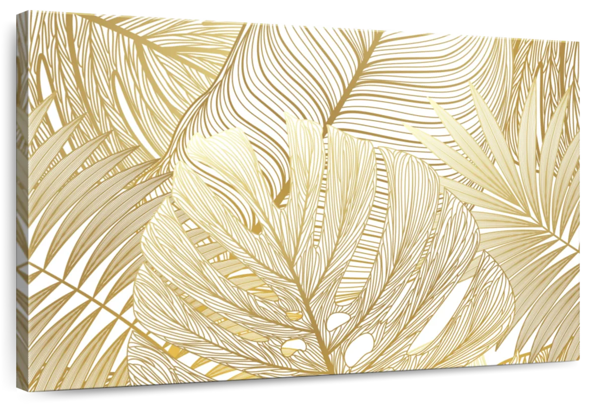 Golden Tropical Leaves Wall Art