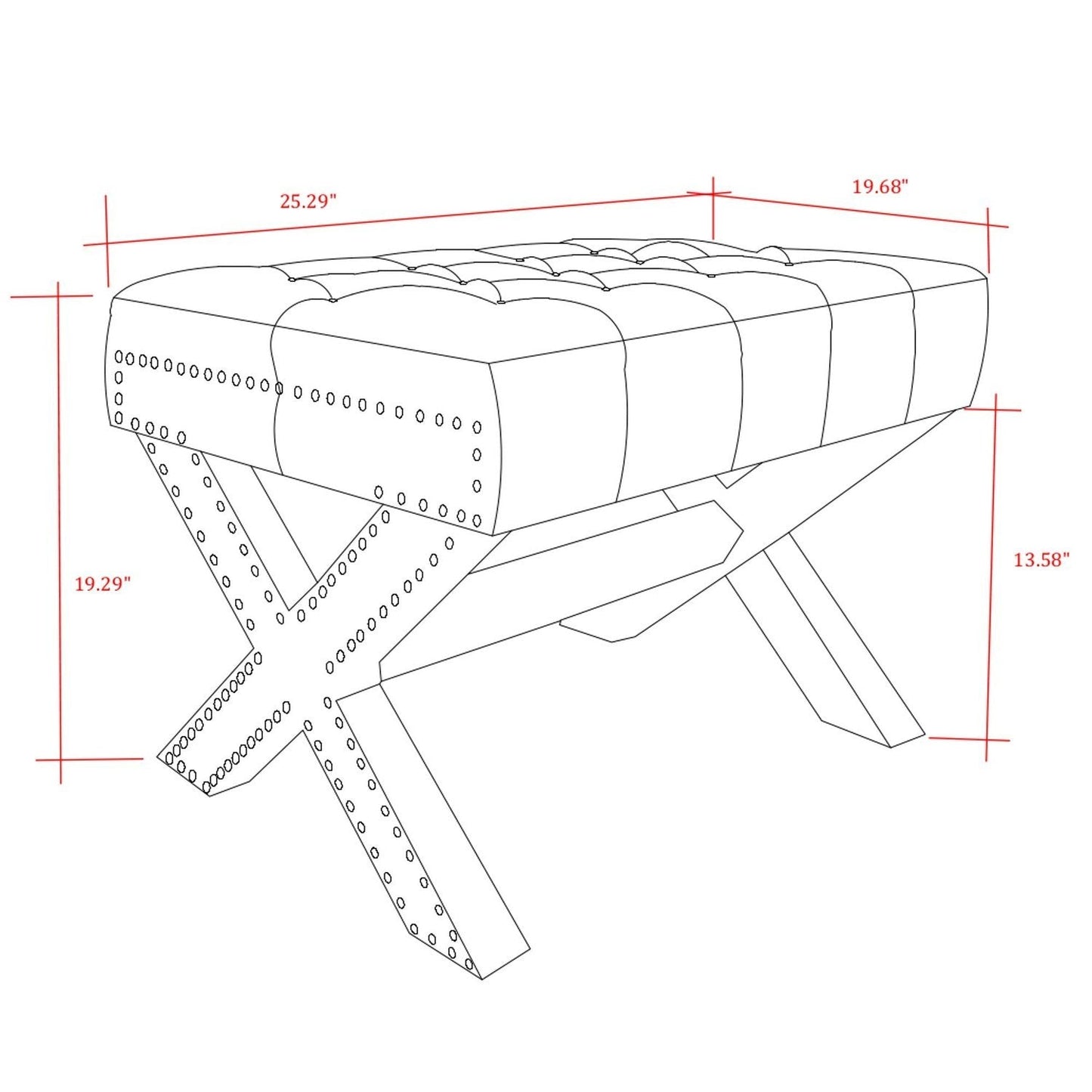 Louis Linen X-Leg Ottoman