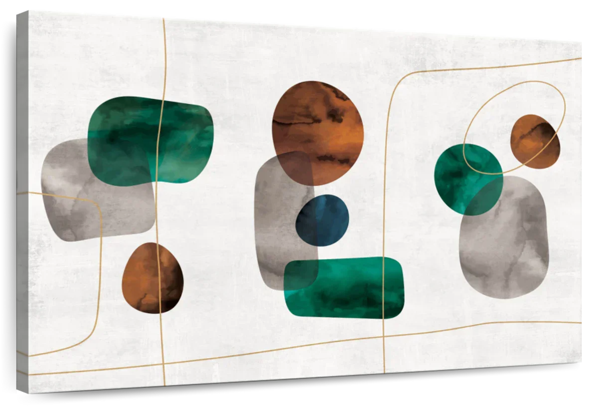 Emerald And Amber Shapes Wall Art