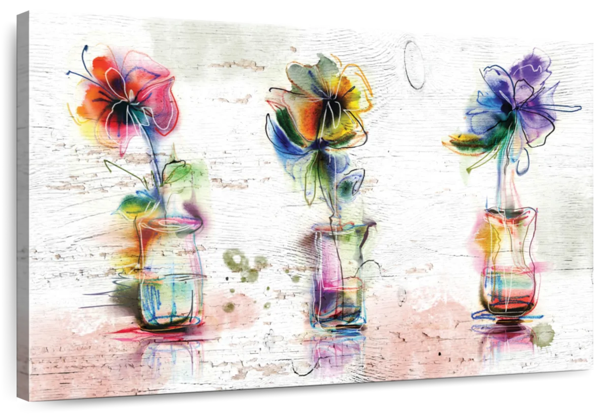 Rustic Colorful Flowers Wall Art