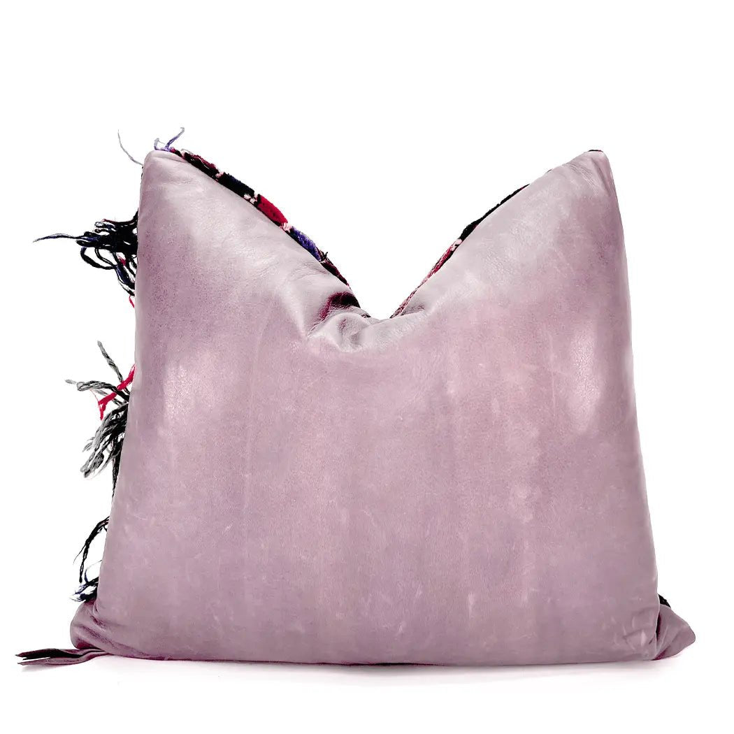 Textured Red and Deep Purple Leather Decorative Throw Pillow