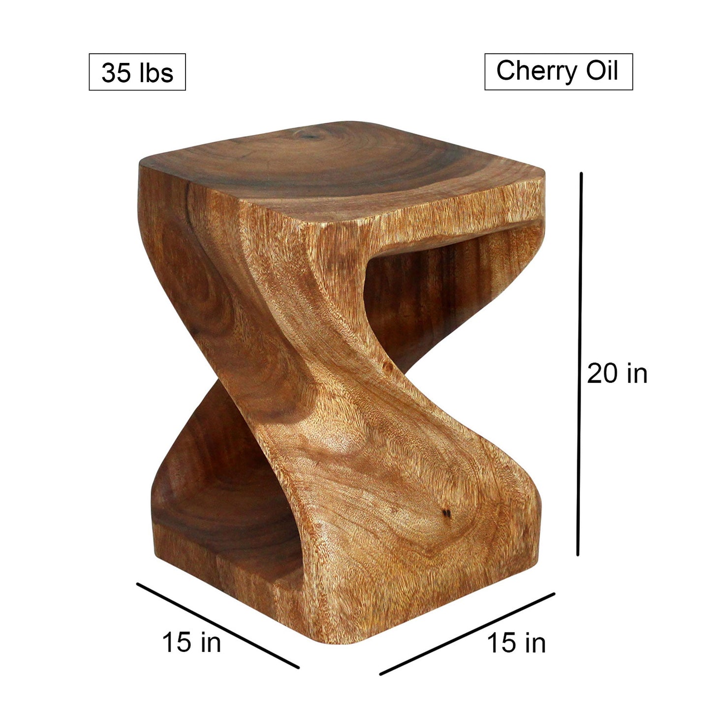 Haussmann® Wood Twist End Table 15 x 15 x 20 in H Cherry Oil