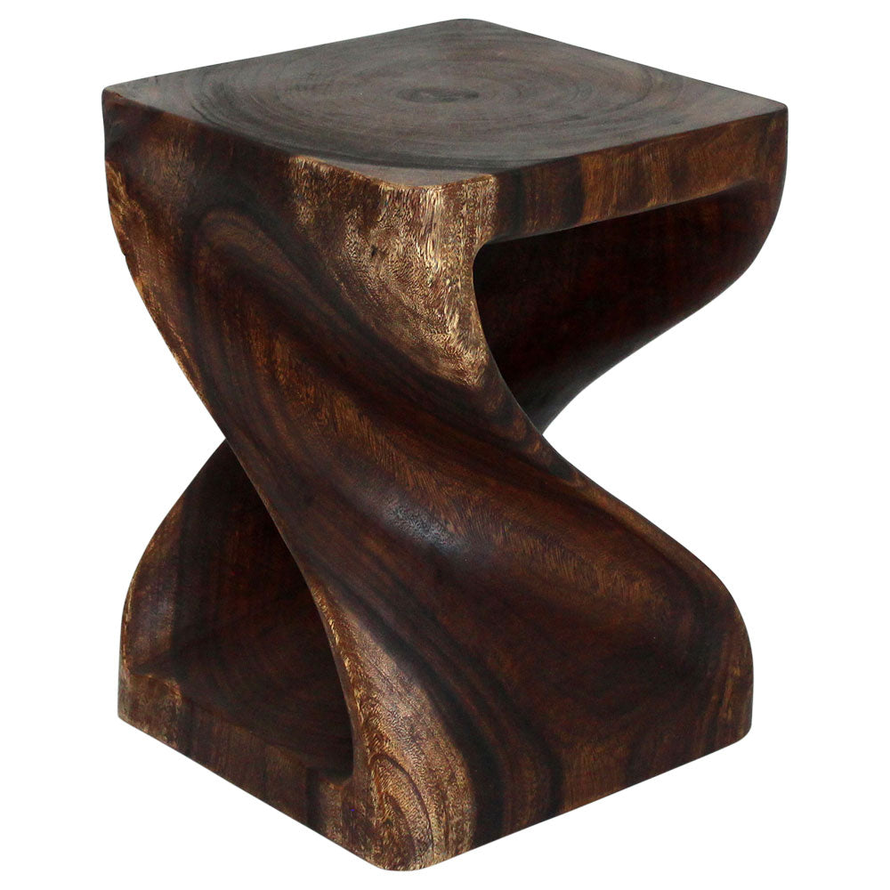 Haussmann® Wood Twist End Table 15 x 15 x 20 in H Mocha Oil