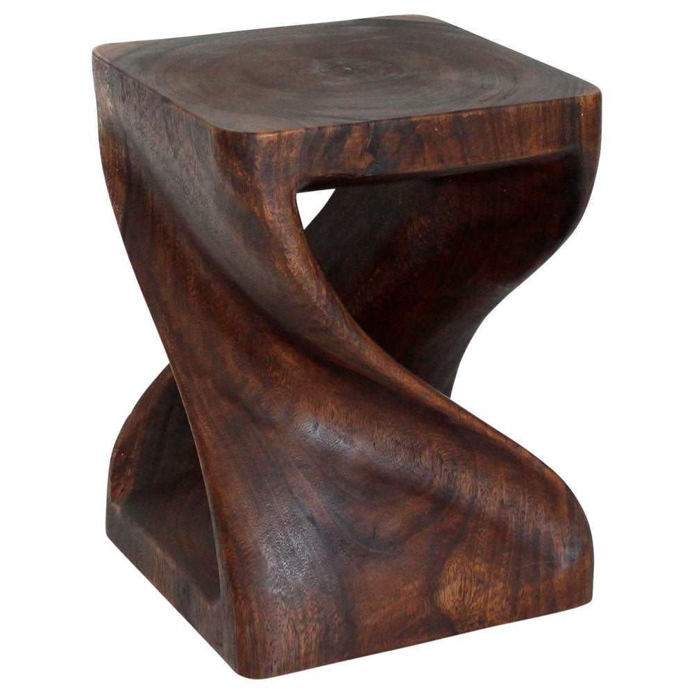 Haussmann® Wood Twist End Table 15 x 15 x 20 in H Mocha Oil