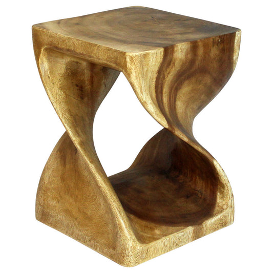 Haussmann® Wood Twist End Table 15 x 15 x 20 inch High Oak Oil