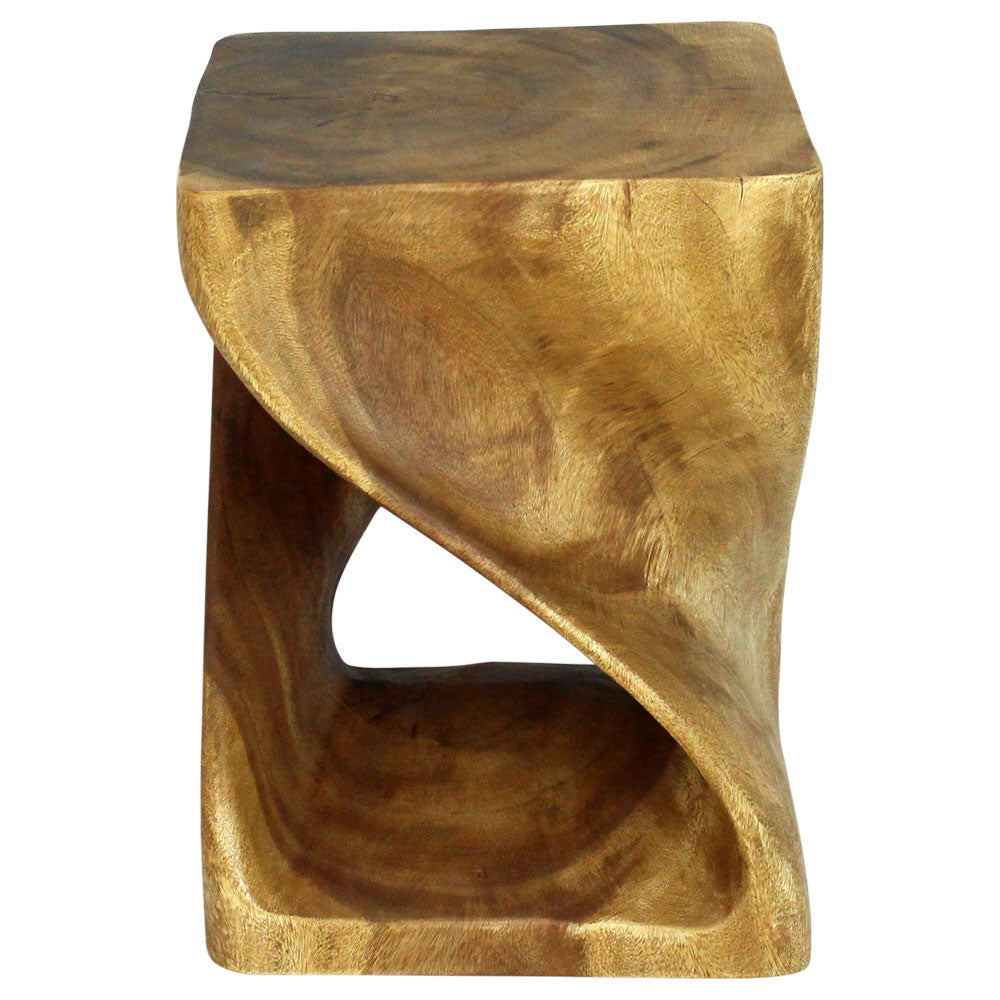 Haussmann® Wood Twist End Table 15 x 15 x 20 inch High Oak Oil