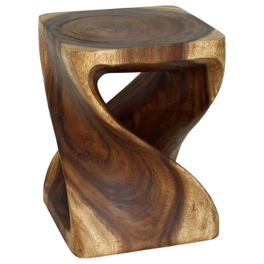 Haussmann® Wood Twist End Table 15 x 15 x 20 inch High Walnut Oil