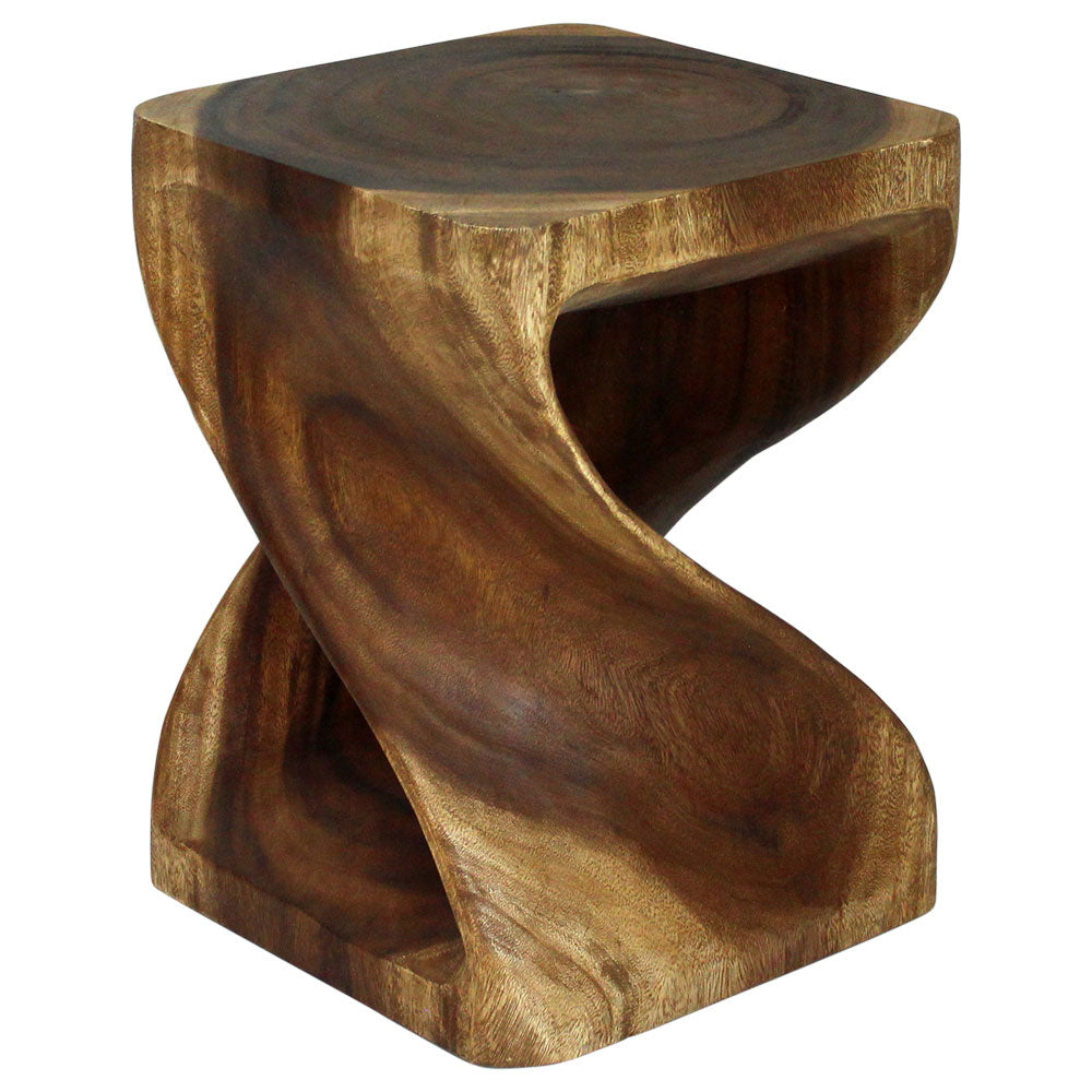 Haussmann® Wood Twist End Table 15 x 15 x 20 inch High Walnut Oil