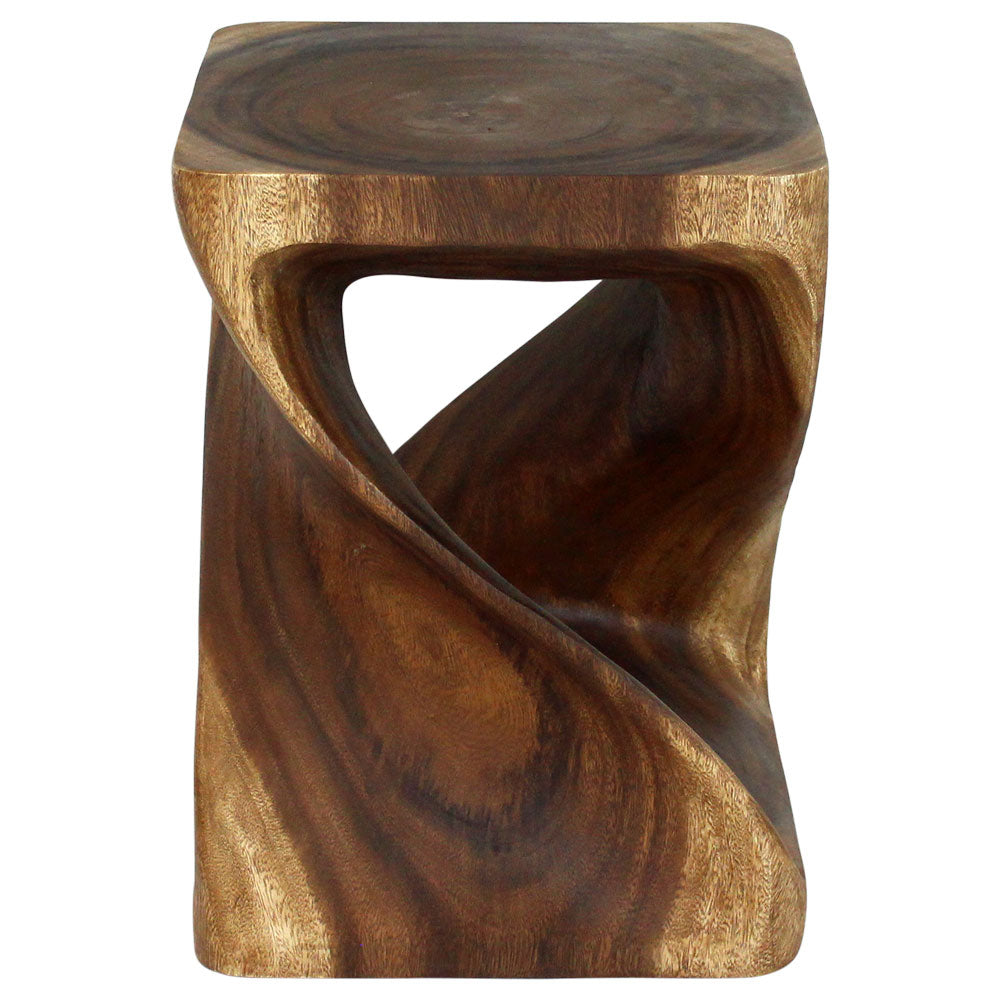 Haussmann® Wood Twist End Table 15 x 15 x 20 inch High Walnut Oil