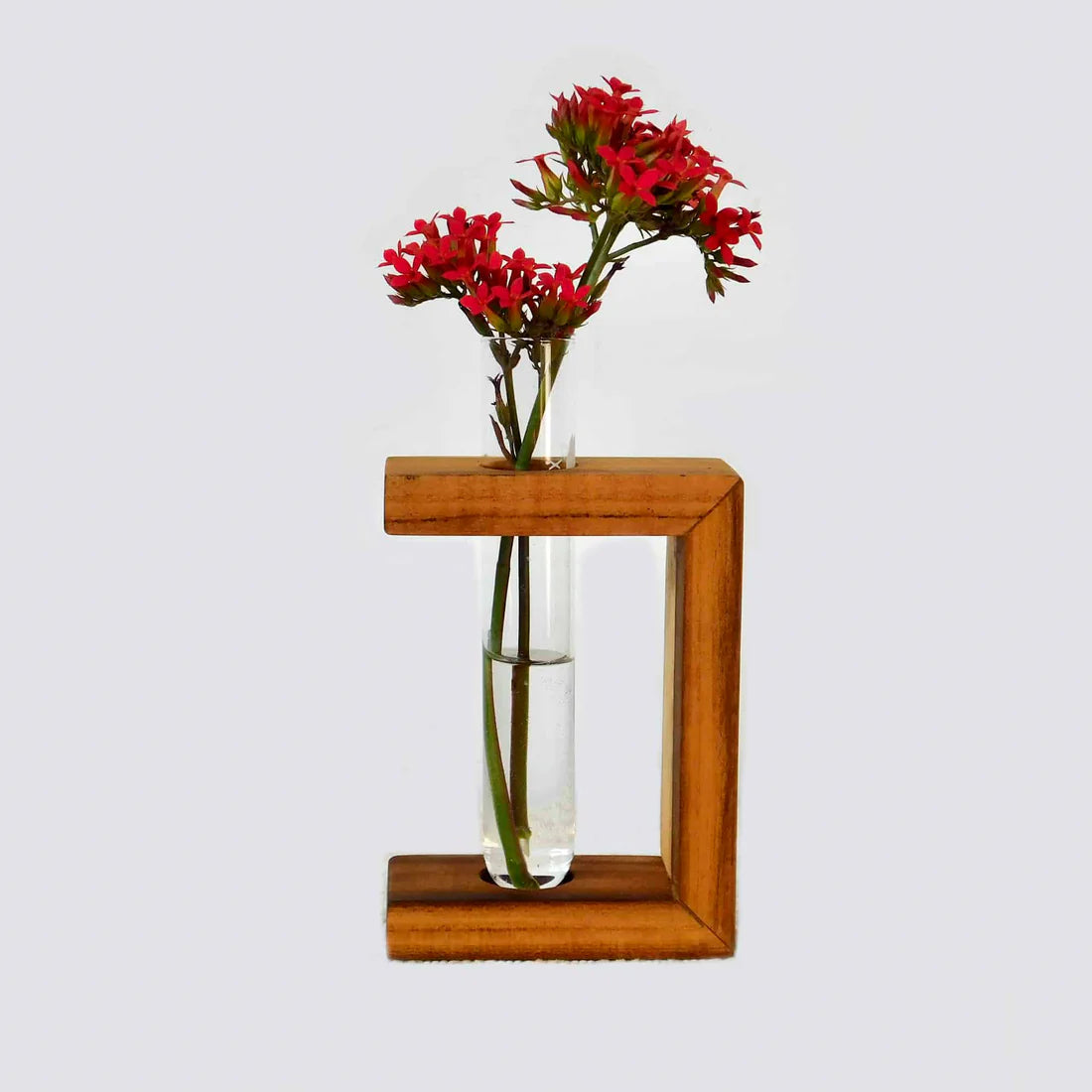 Teak Half-Square Propagation Vase