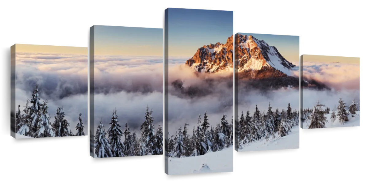 Snow Mountain Sunset Wall Art