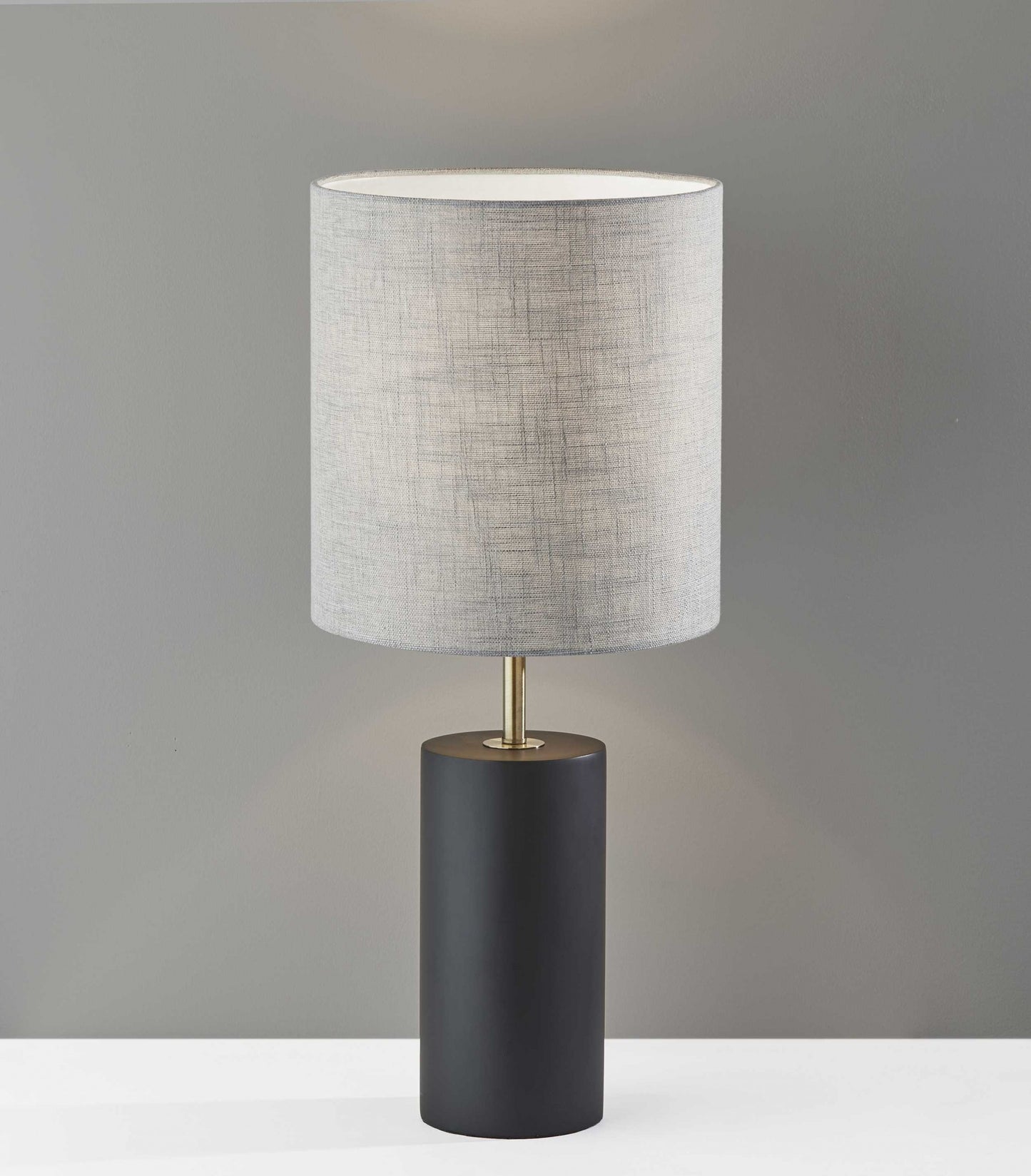 Black Wood Circular Block Table Lamp