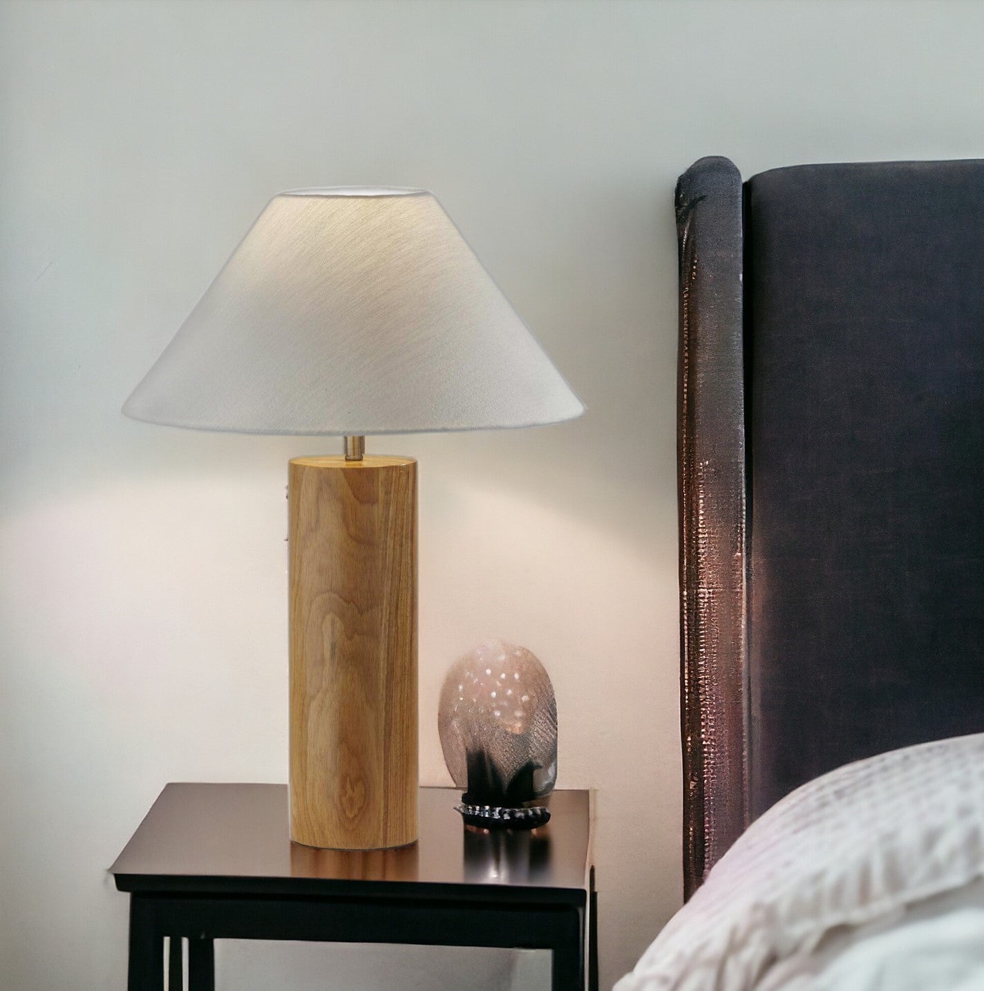 Canopy Black Wood Block Table Lamp