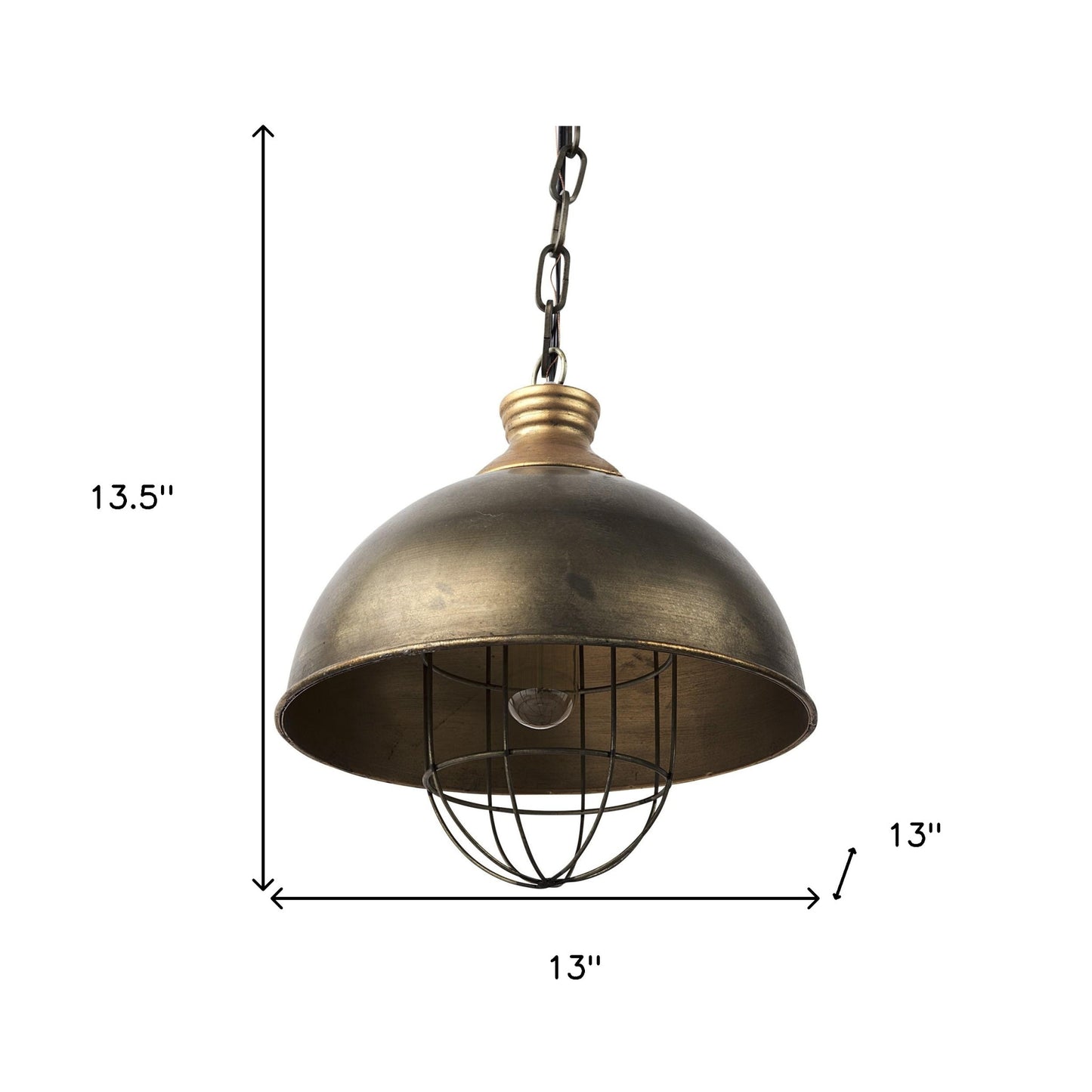 Distressed Bronze Metal Dome Hanging Light