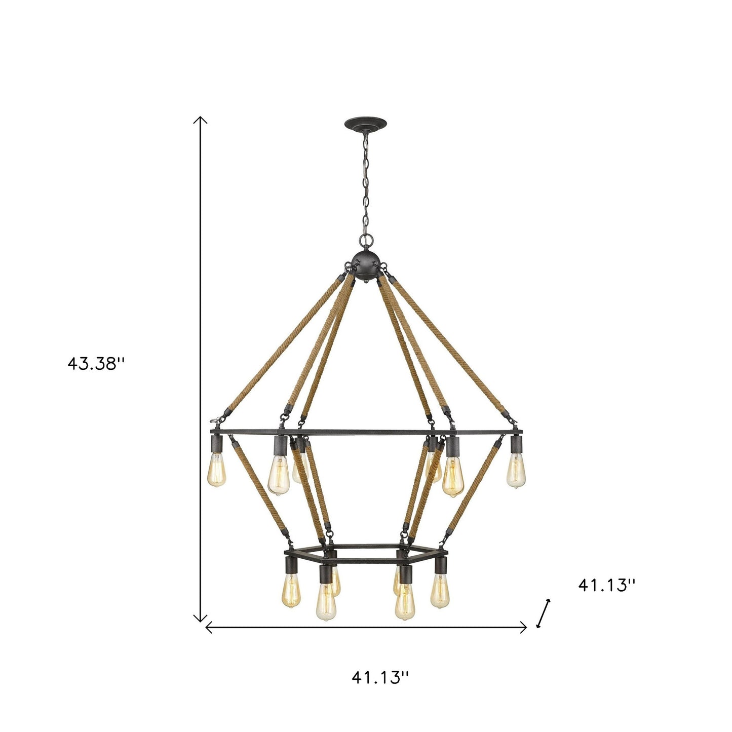 Brown and Black Twelve Light Metal Dimmable Chandelier