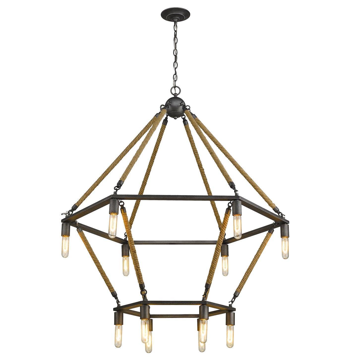 Brown and Black Twelve Light Metal Dimmable Chandelier