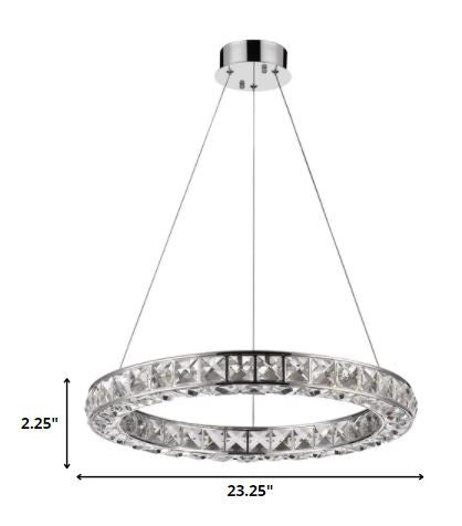 Silver Faux Crystal Bling Ring LED Hanging Light