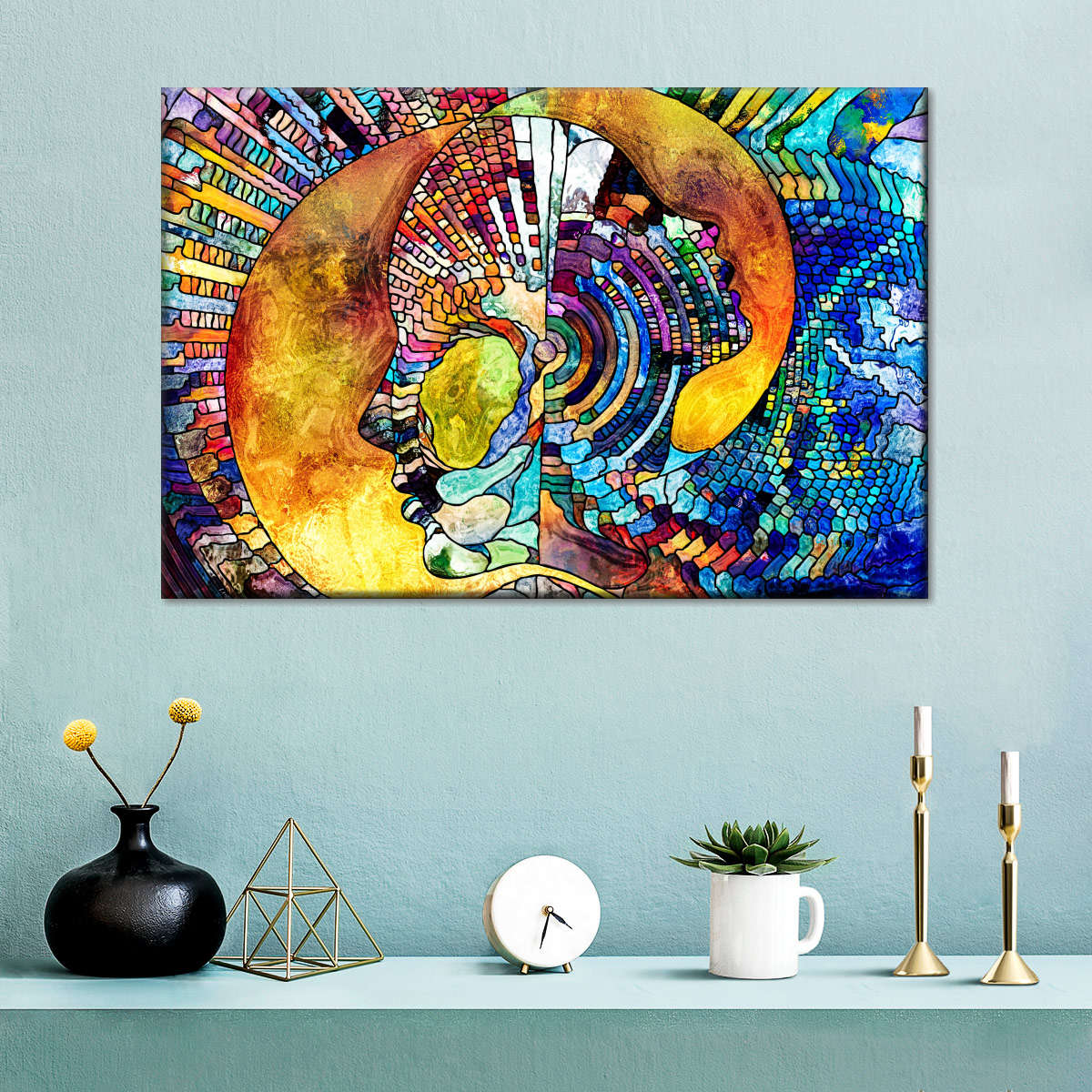 Stained Glass Abstract Figure Wall Art