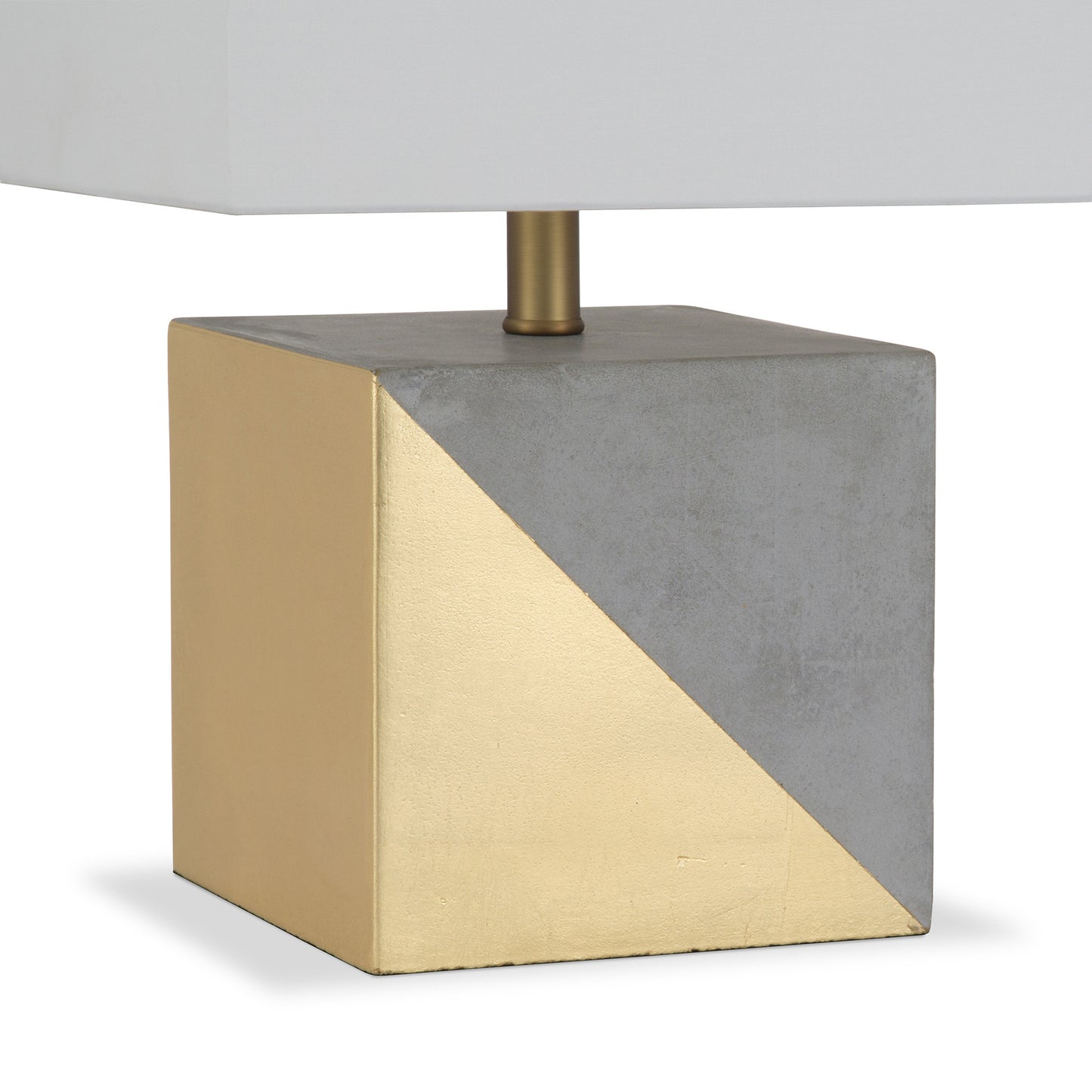 18" Gray and Gold Concrete Table Lamp With White Shade