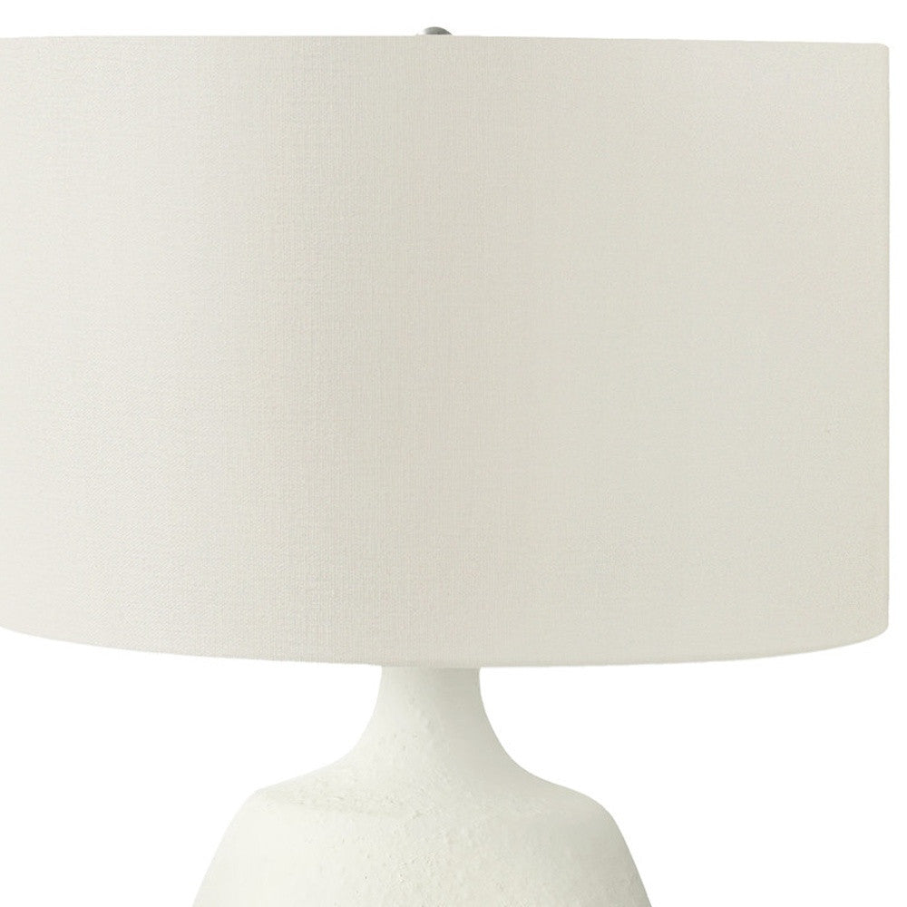 26" Cream Gourd Table Lamp With Cream Drum Shade