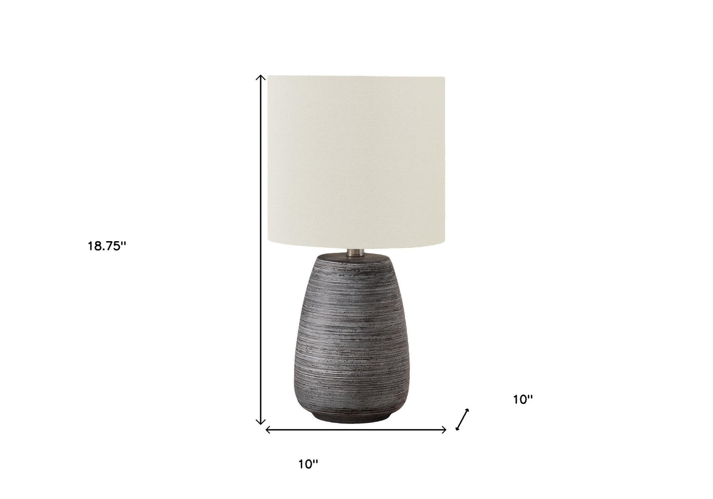 19" Gray Ceramic Round Table Lamp With Ivory Drum Shade