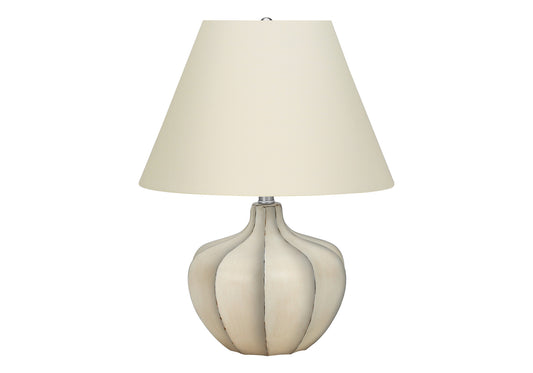 21" Cream Round Table Lamp With Cream Empire Shade