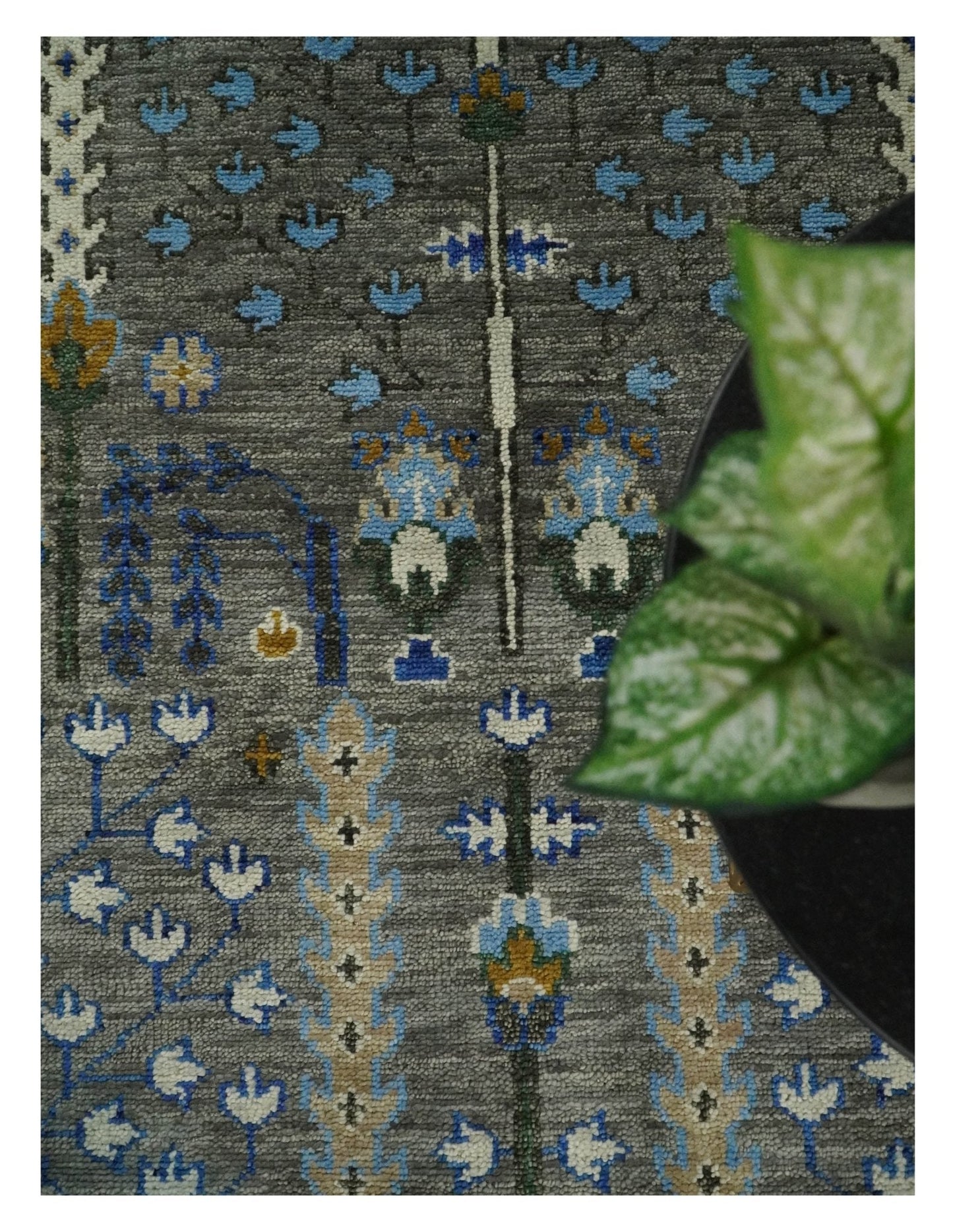 Hand Knotted Charcoal and Ivory Traditional Vintage Style Custom Made Wool Area Rug