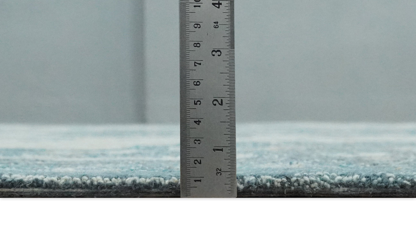 French Design Aubusson Custom Made Ivory and Blue Hand Tufted Wool Area Rug