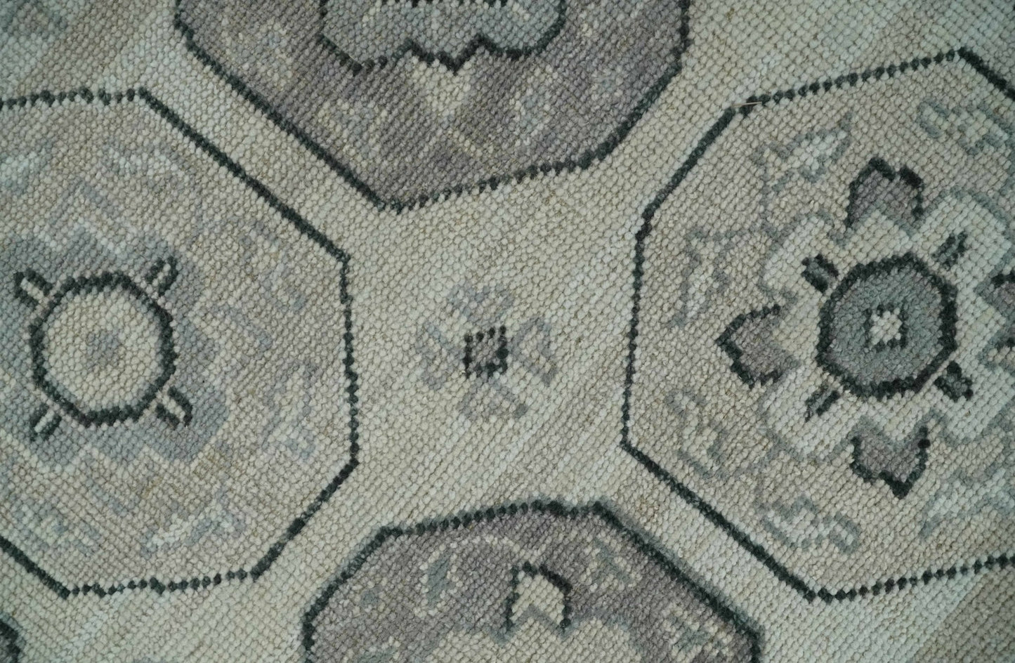 Custom Made Hand Knotted Turkish Silver, Beige and Gray Traditional Antique Low Pile Area Rug