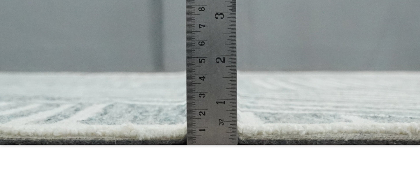 Custom Made Hand Tufted Ivory and Gray Stripes Pattern wool Rug