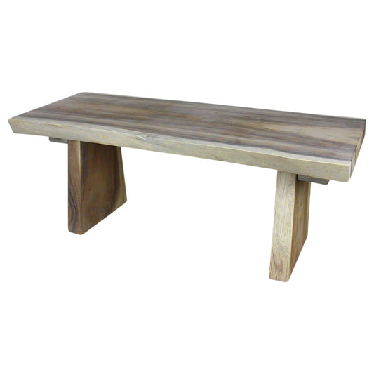 Haussmann® Wood Natural Edge Bench 48 in x 18 x 18 in H KD Grey Oil