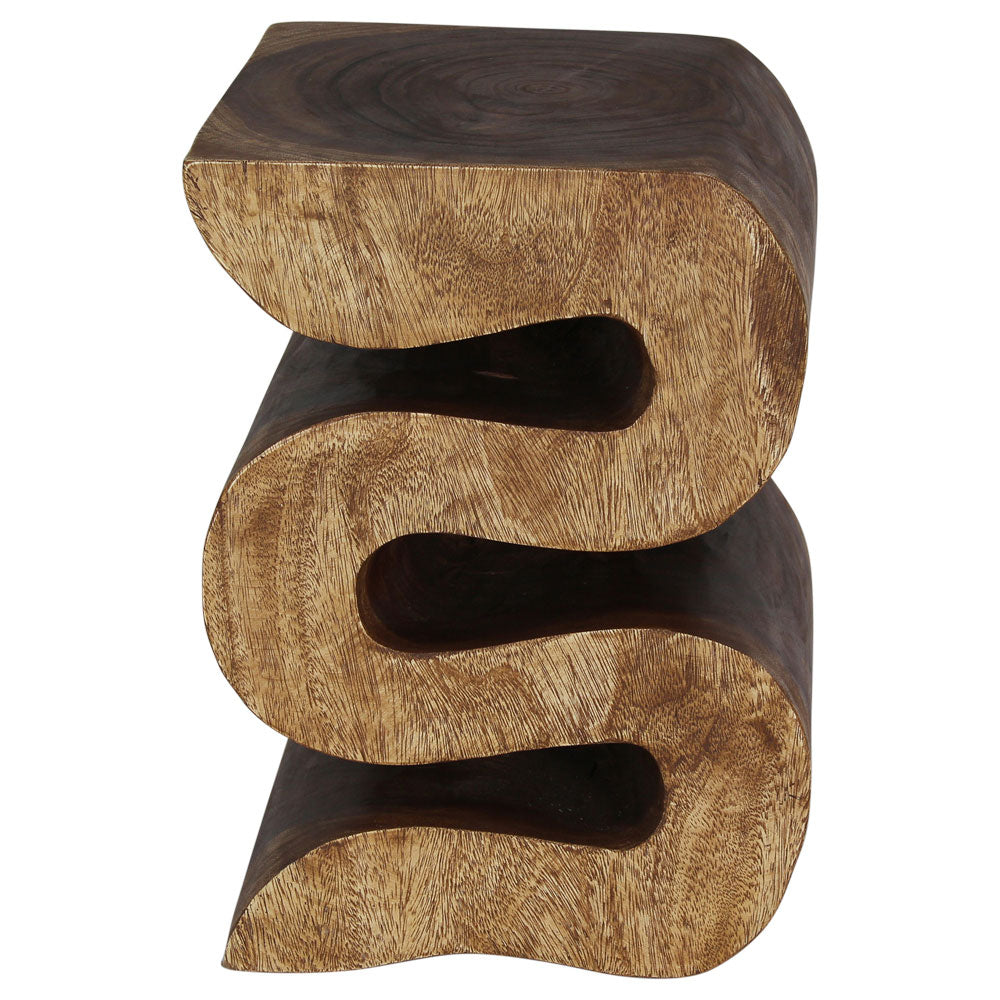 Haussmann® Wood BIG Wave Verve Accent Snake Table 14 x 14 x 20 in H Walnut Oil