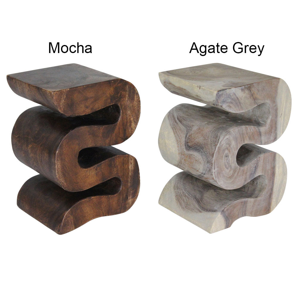 Haussmann® Wood BIG Wave Verve Accent Snake Table 12 x 14 x 20 in H Agate Grey Oil