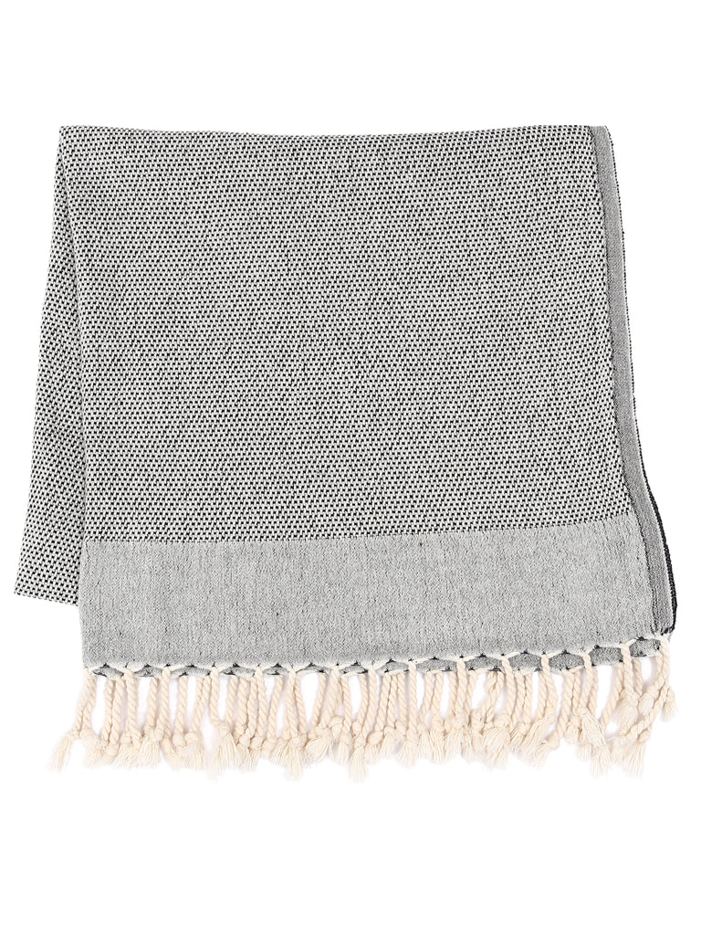 Big Sur Sustainable Hand-loomed Cotton Blanket - Black