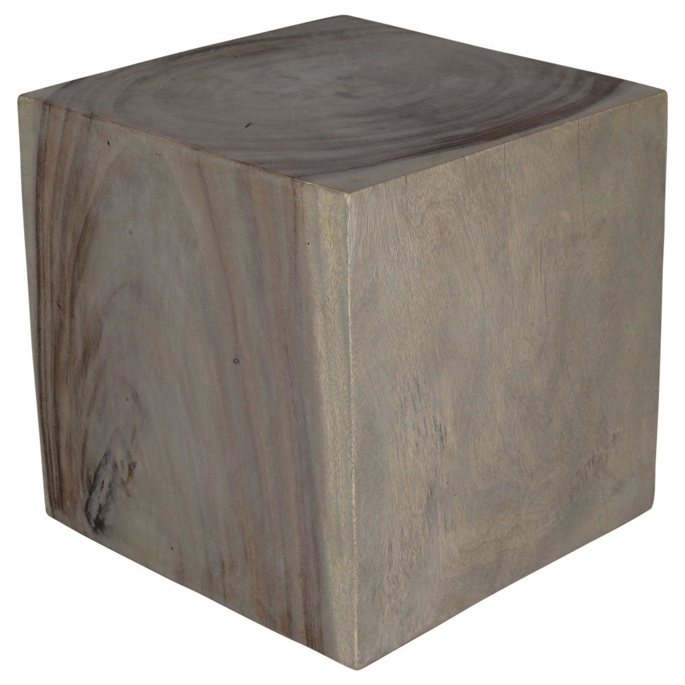 Haussmann® Wood Cube Table 18 in SQ x 18 in High Hollow inside Grey Oil