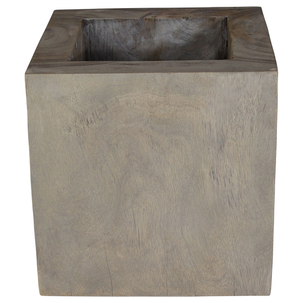 Haussmann® Wood Cube Table 18 in SQ x 18 in High Hollow inside Grey Oil