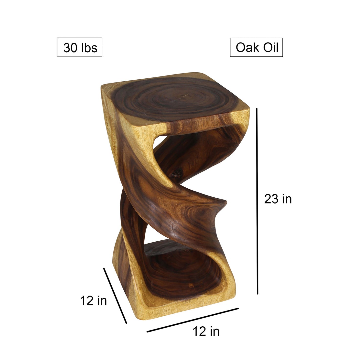 Haussmann® Wood Double Twist Stool Table 12 in SQ x 23 in H Oak Oil