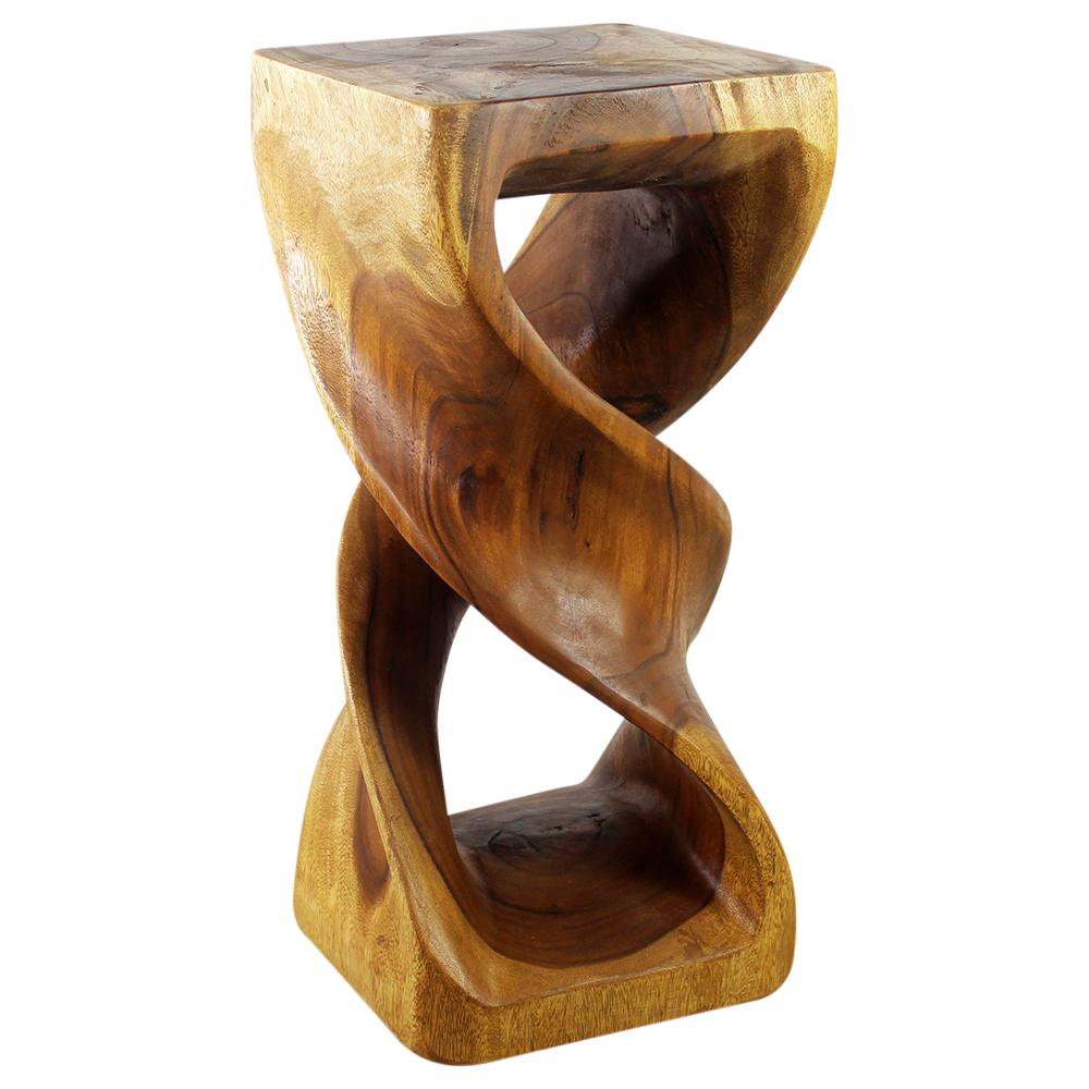 Haussmann® Wood Double Twist Stool Table 14 in SQ x 30 in H Oak Oil