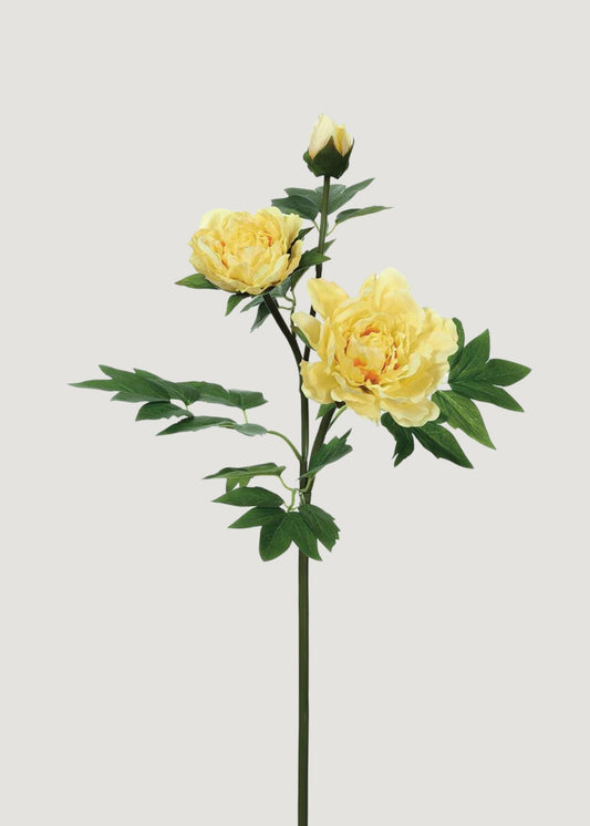 Yellow Fake Real Touch Peony Flower - 26.75"