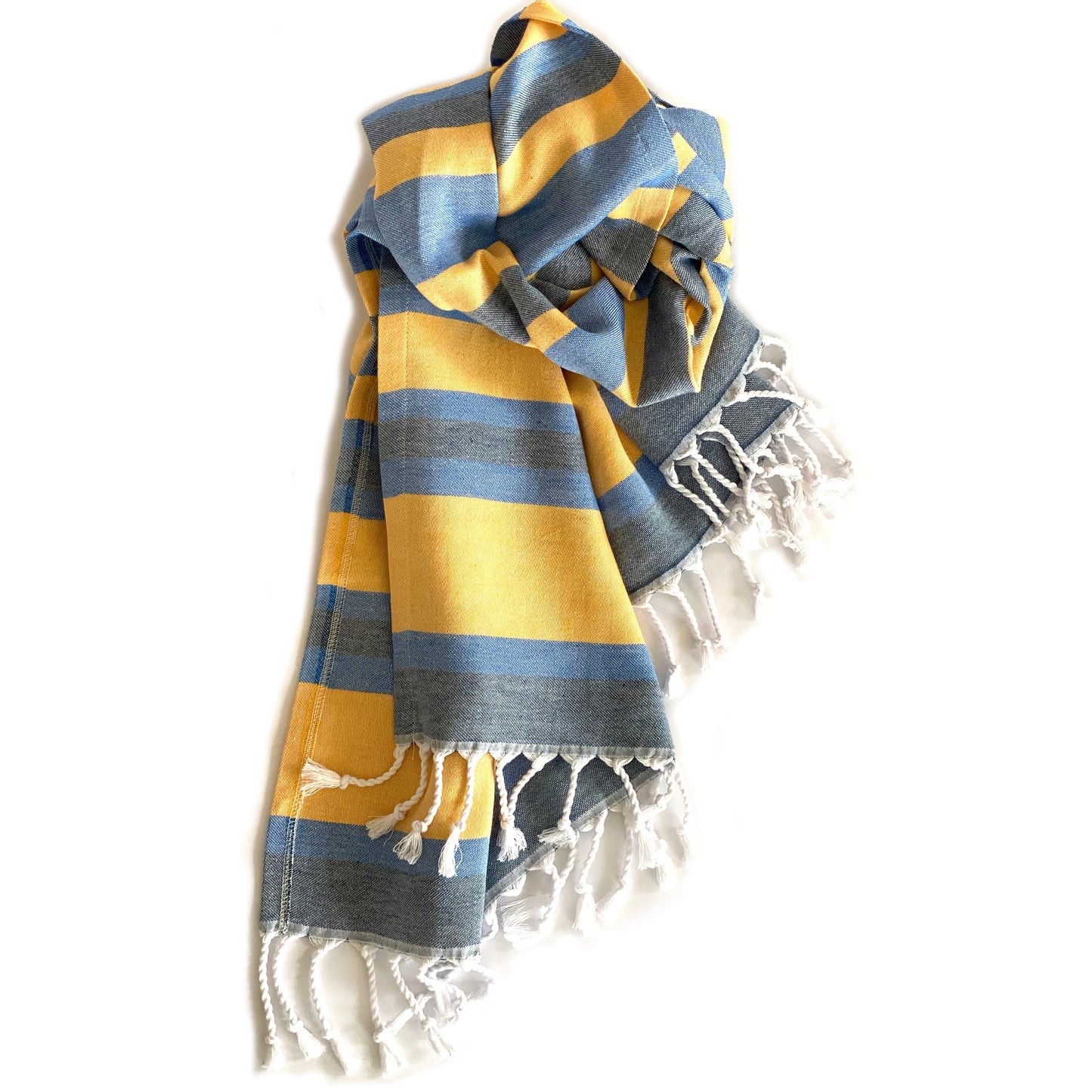 Samara Striped Blue & Yellow Turkish Towel