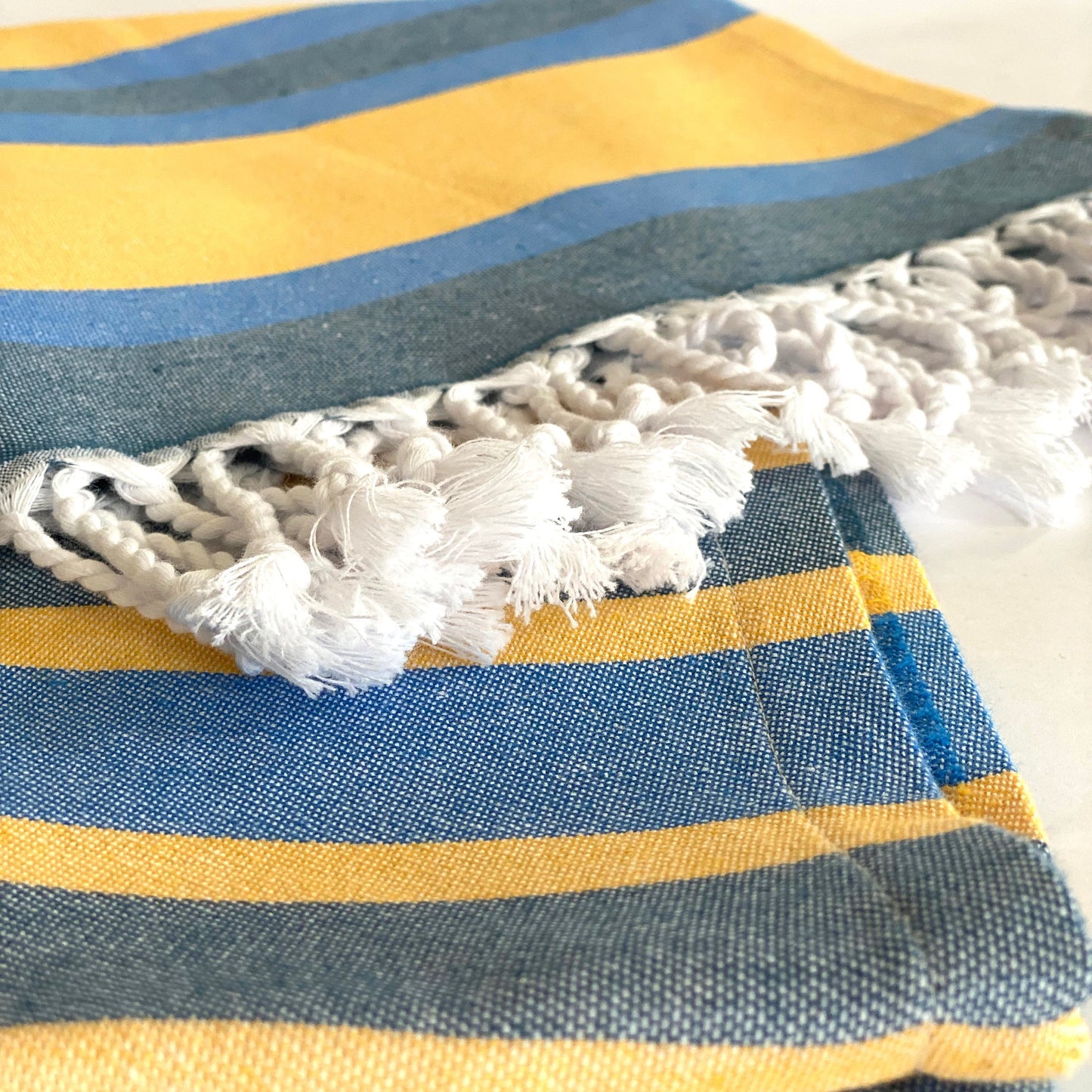 Samara Striped Blue & Yellow Turkish Towel