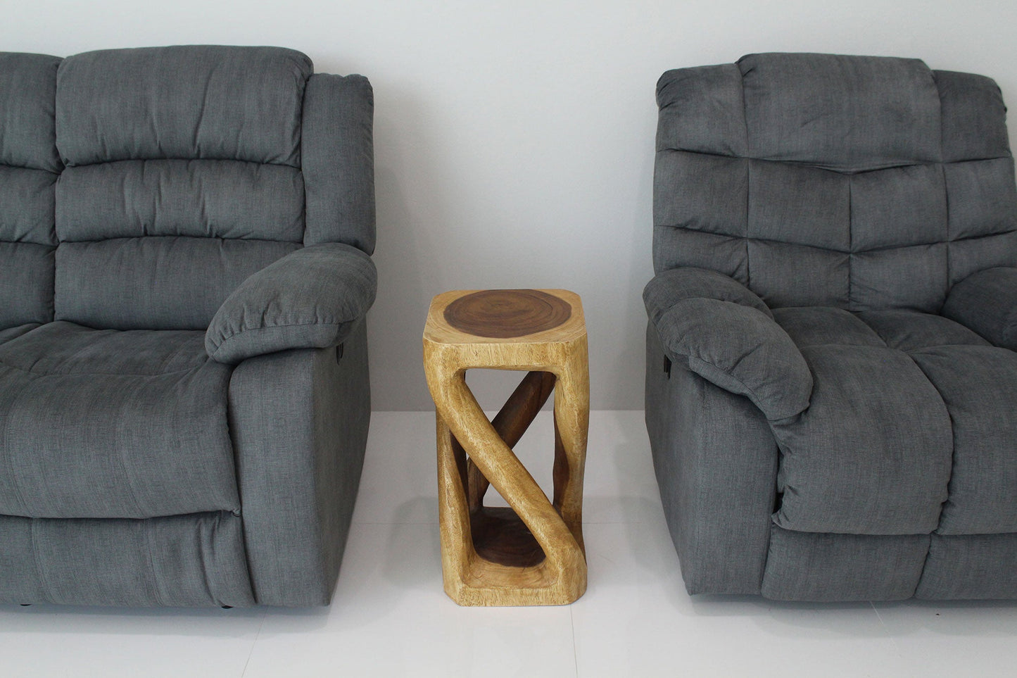 Haussmann® Wood Vine Twist Stool Accent Table 12 in x 22 in H Oak Oil